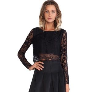 lovers and friends black long sleeve crop top